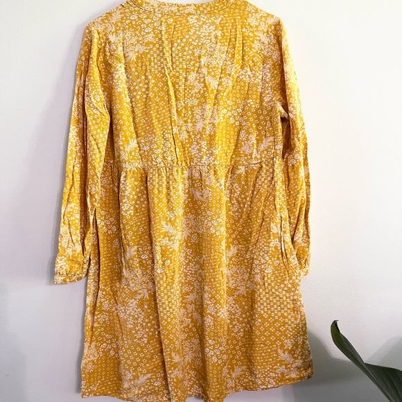 Old Navy Yellow and White Floral A Lined Babydoll Dress With Sleeves Medium - Picture 5 of 5